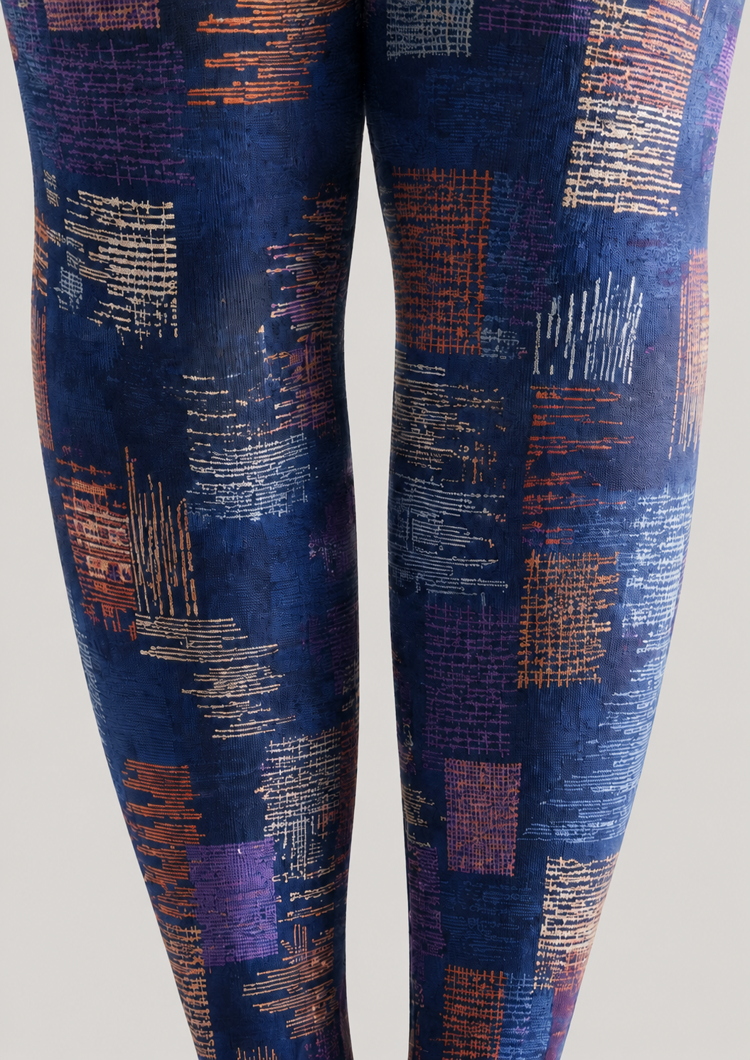 Blue Textile Abstract Tights Pantyhose H68-88