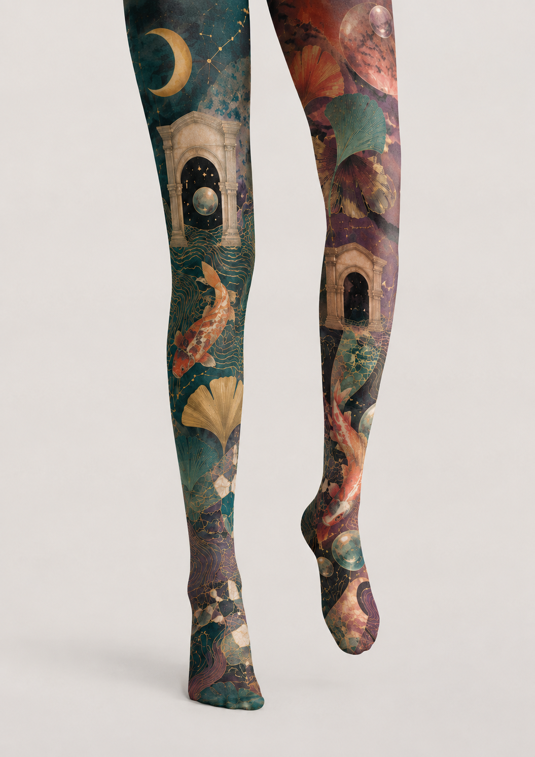 Artsy Galaxy Koi Print Tights Hosiery H68-89