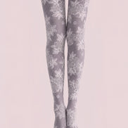 Gray Floral Pantyhose Lace Patterned Tights H68-8