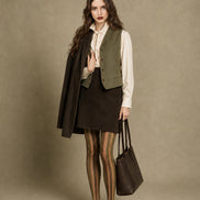 Vintage Autumn Brown Green Striped Pantyhose Tights H68-9