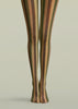 Vintage Autumn Brown Green Striped Pantyhose Tights H68-9
