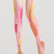 Pink Abstract Brushstroke Printed Tights Pantyhose H68-90