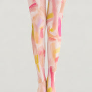 Pink Abstract Brushstroke Printed Tights Pantyhose H68-90