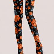 Black Botanical Floral Tights Hosiery Pantyhose H68-91
