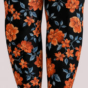 Black Botanical Floral Tights Hosiery Pantyhose H68-91
