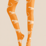 Orange White Leopard Tights Hosiery Pantyhose H68-92
