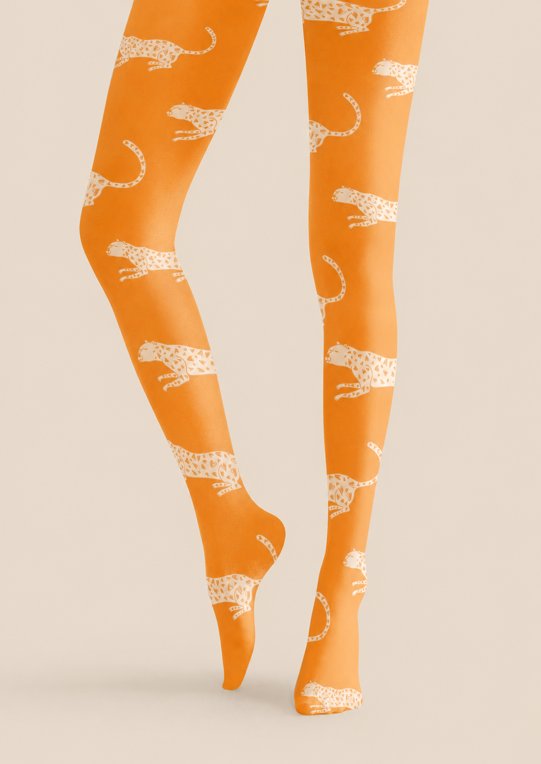 Orange White Leopard Tights Hosiery Pantyhose H68-92