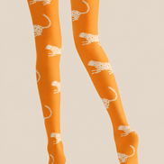 Orange White Leopard Tights Hosiery Pantyhose H68-92