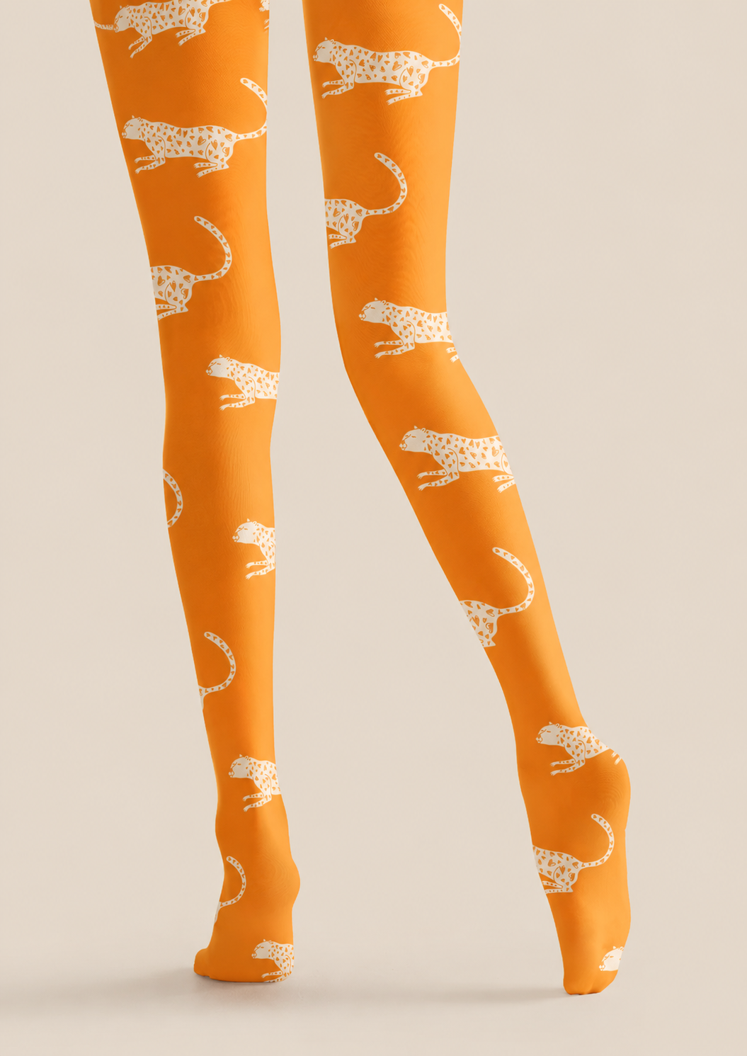 Orange White Leopard Tights Hosiery Pantyhose H68-92