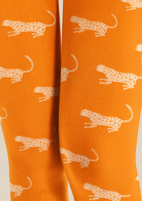 Orange White Leopard Tights Hosiery Pantyhose H68-92