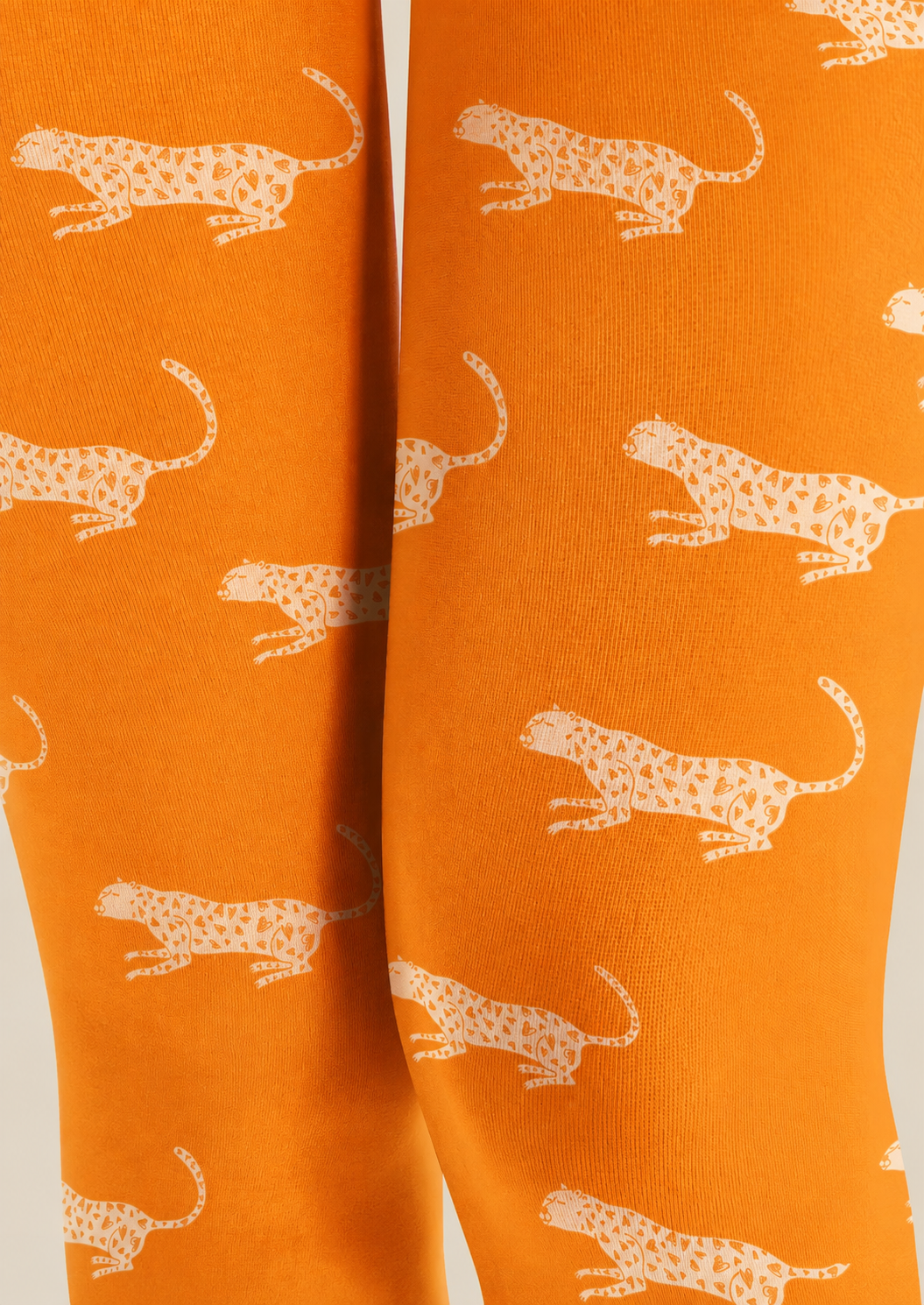 Orange White Leopard Tights Hosiery Pantyhose H68-92