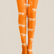 Orange White Leopard Tights Hosiery Pantyhose H68-92