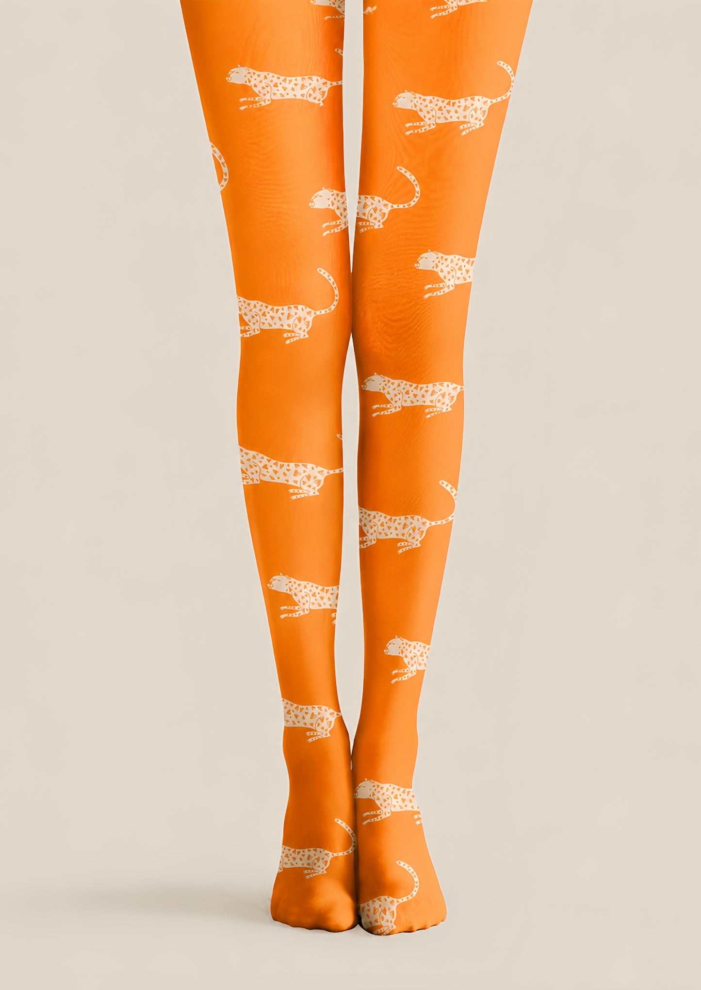 Orange White Leopard Tights Hosiery Pantyhose H68-92