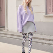 Y2K Pastel Leopard Printed Tights White Hosiery H68-93