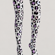 Y2K Pastel Leopard Printed Tights White Hosiery H68-93