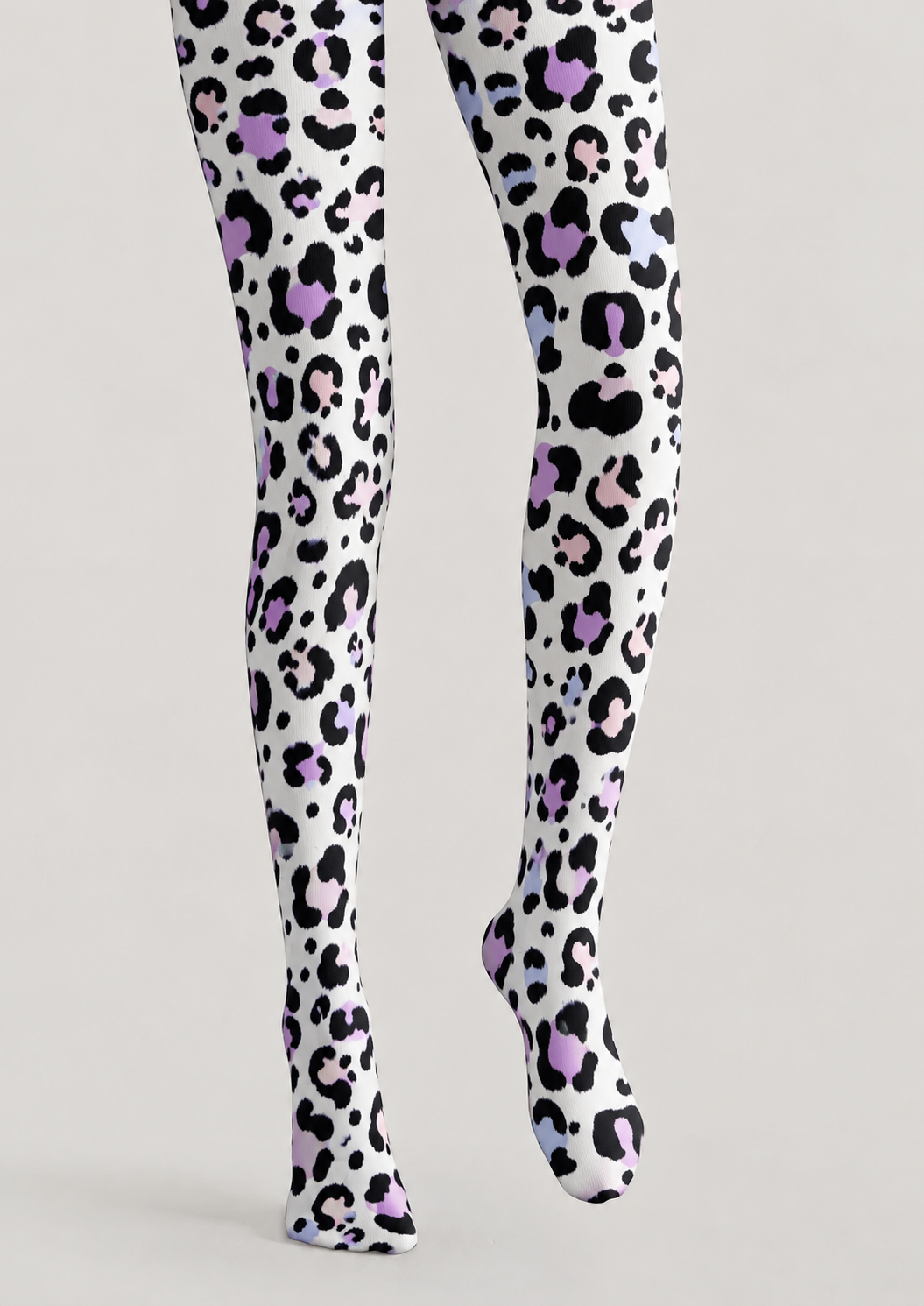 Y2K Pastel Leopard Printed Tights White Hosiery H68-93