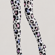 Y2K Pastel Leopard Printed Tights White Hosiery H68-93