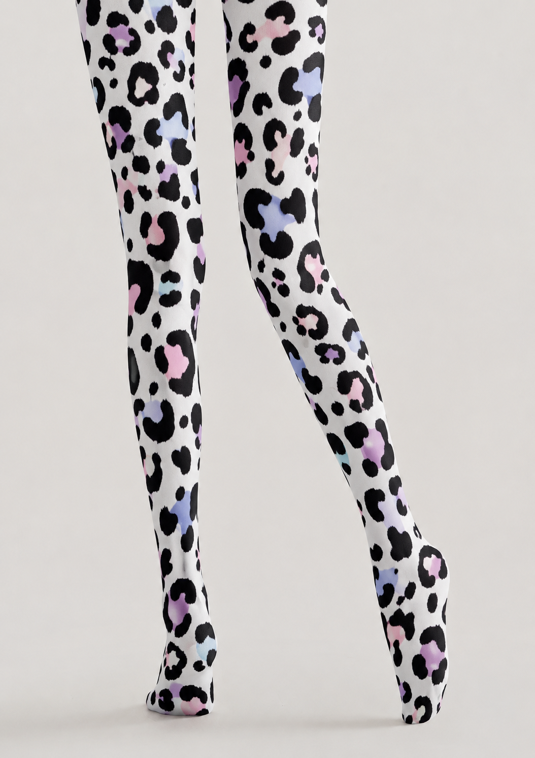 Y2K Pastel Leopard Printed Tights White Hosiery H68-93