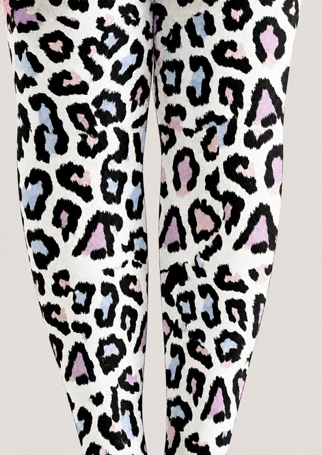Y2K Pastel Leopard Printed Tights White Hosiery H68-93