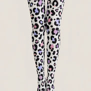 Y2K Pastel Leopard Printed Tights White Hosiery H68-93