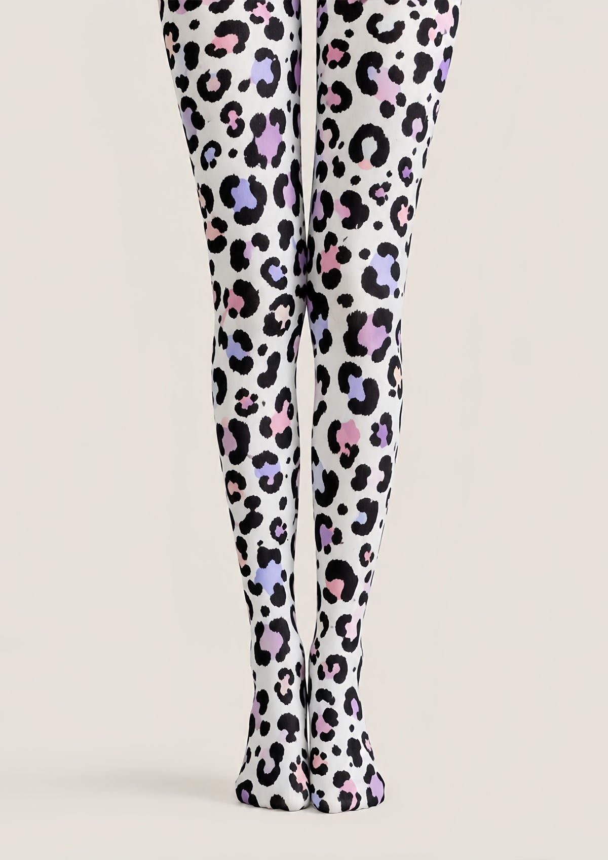 Y2K Pastel Leopard Printed Tights White Hosiery H68-93
