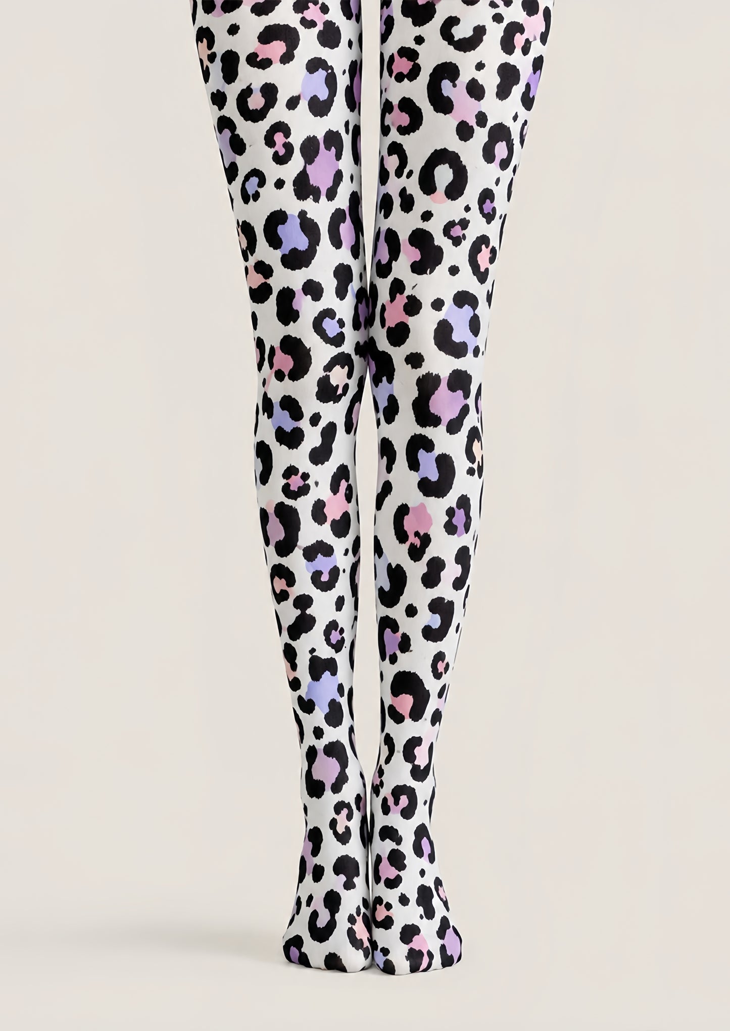 Y2K Pastel Leopard Printed Tights White Hosiery H68-93