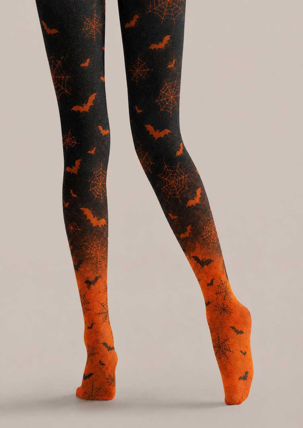 Black Orange Bat Tights Hosiery Halloween Pantyhose H68-94
