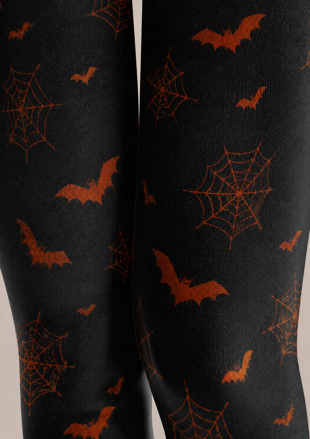Black Orange Bat Tights Hosiery Halloween Pantyhose H68-94
