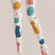 Cat Lover Animal Print Tights Hosiery Pantyhose H68-95