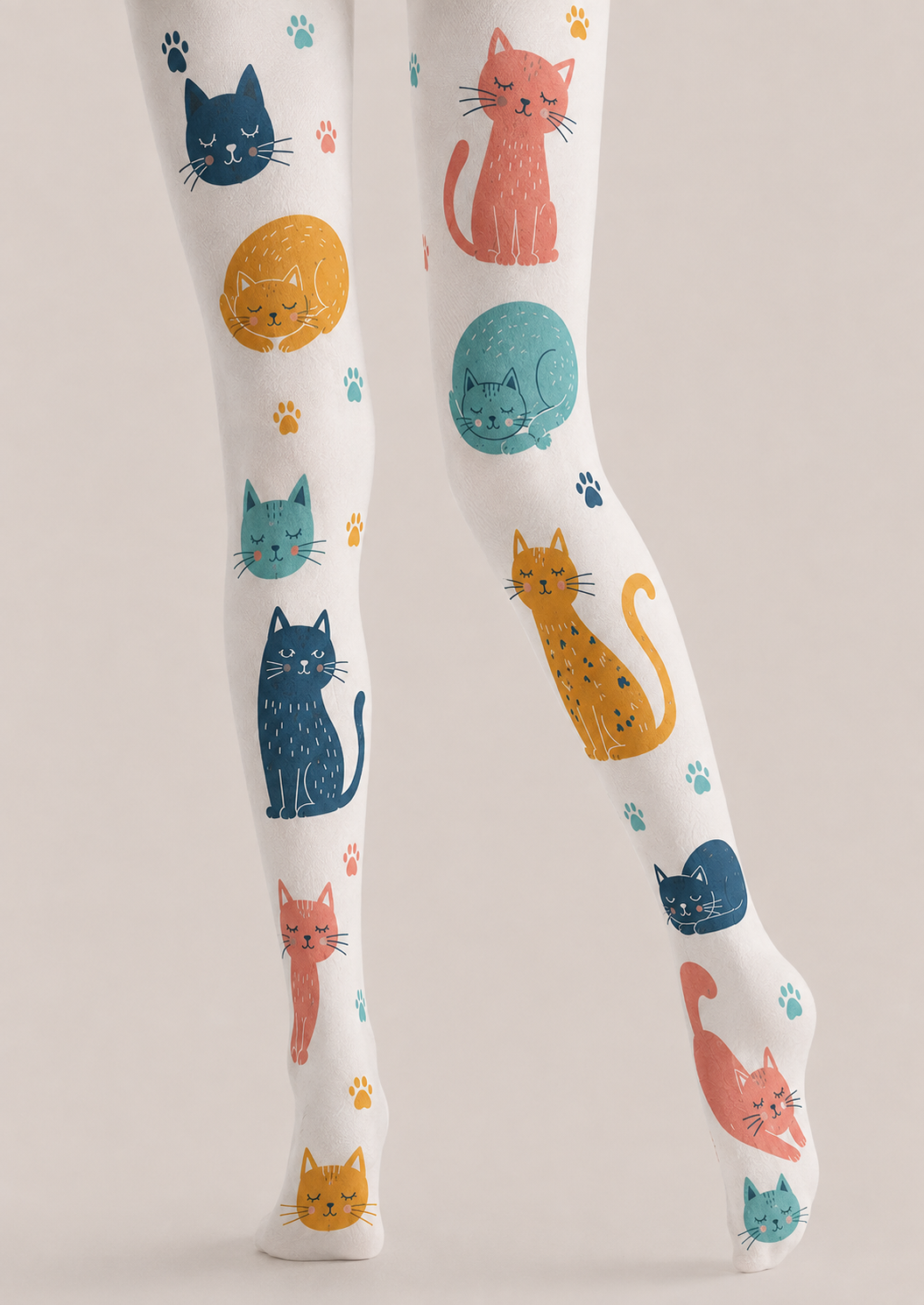 Cat Lover Animal Print Tights Hosiery Pantyhose H68-95