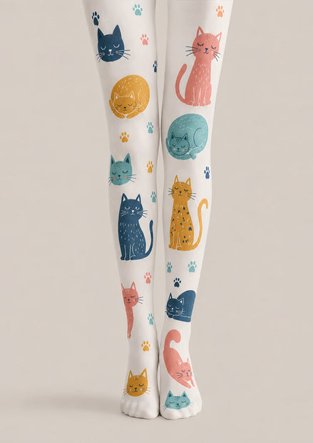 Cat Lover Animal Print Tights Hosiery Pantyhose H68-95