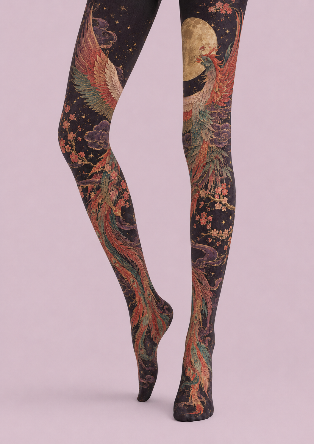 Celestial Phoenix Graphic Tights Hosiery Pantyhose H68-96