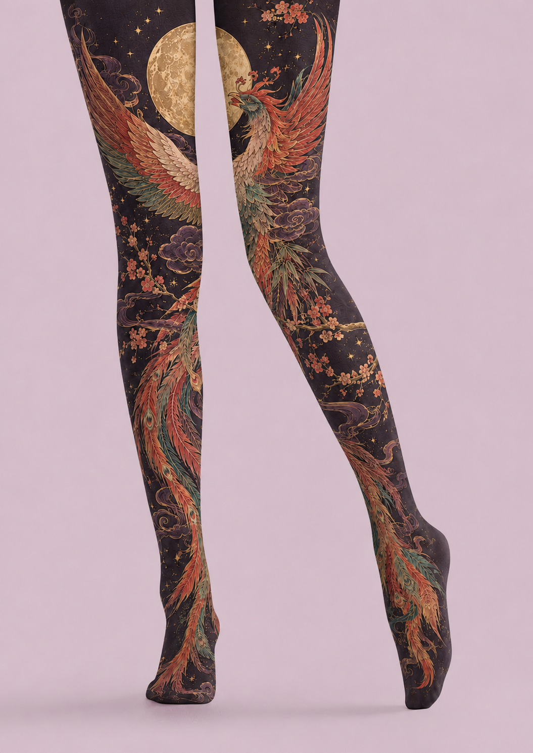 Celestial Phoenix Graphic Tights Hosiery Pantyhose H68-96