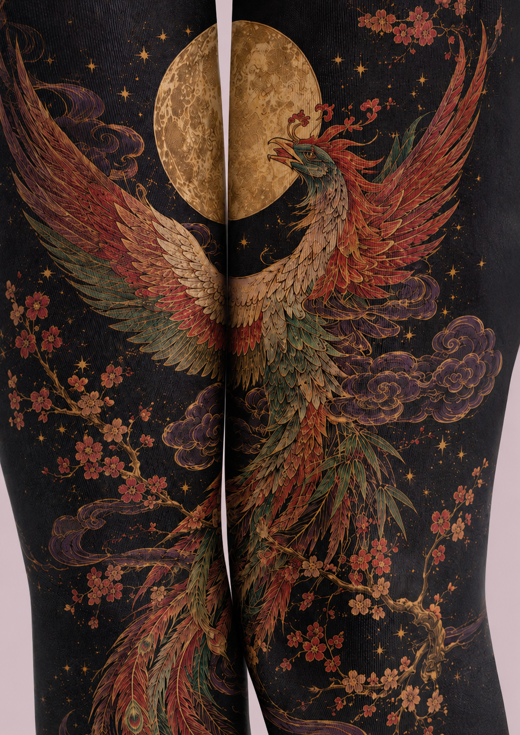 Celestial Phoenix Graphic Tights Hosiery Pantyhose H68-96