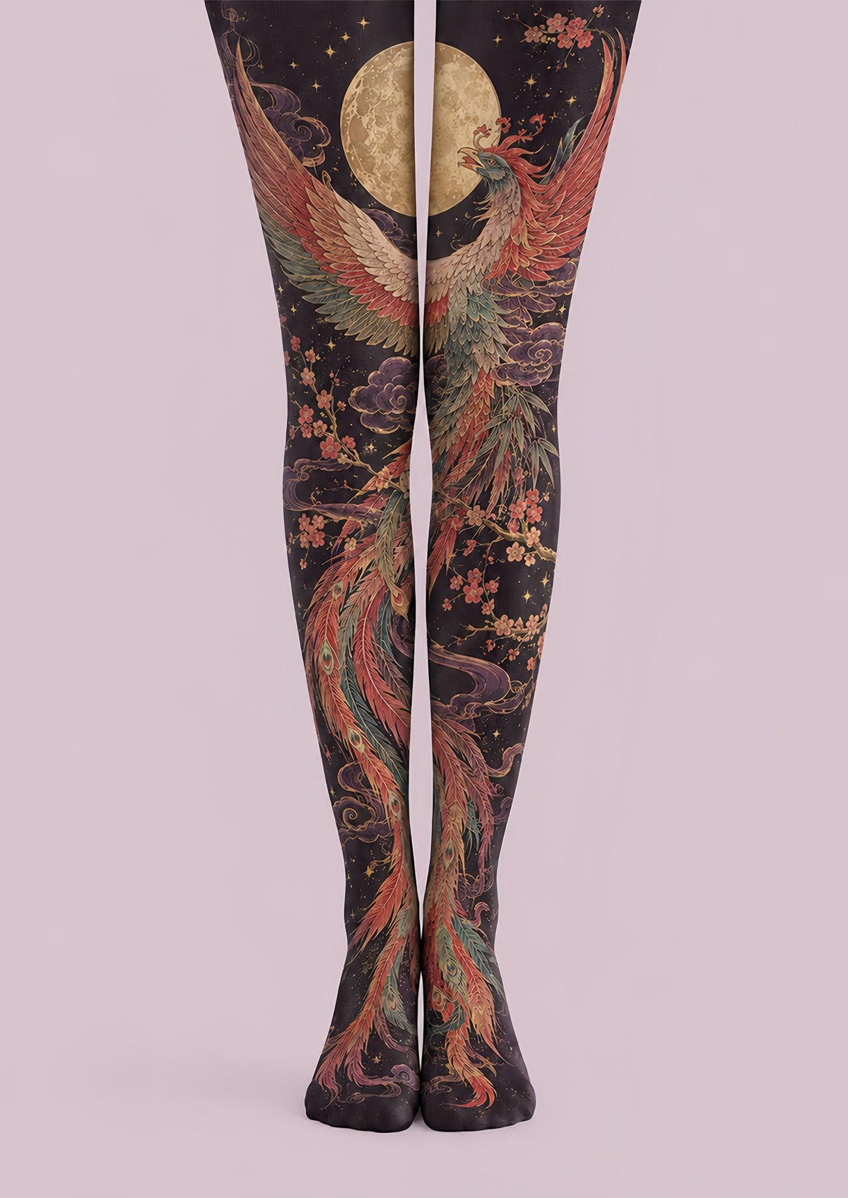 Celestial Phoenix Graphic Tights Hosiery Pantyhose H68-96