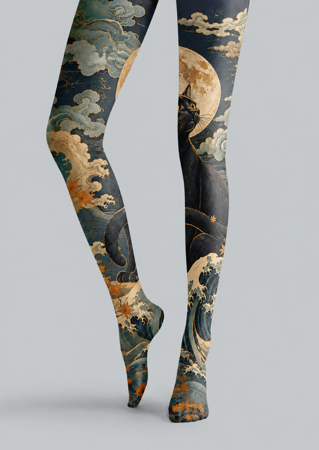 Oriental Moon Cat Tights Hosiery Pantyhose H68-97