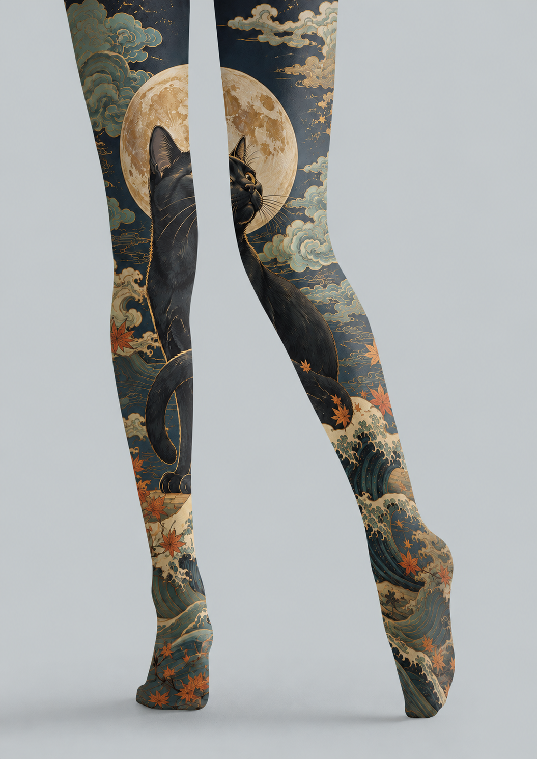 Oriental Moon Cat Tights Hosiery Pantyhose H68-97