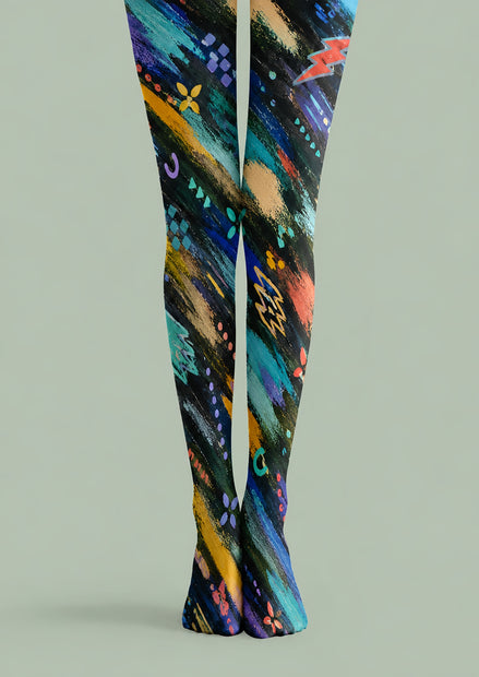 Abstract Brush Stroke Colorful Tights H68-99