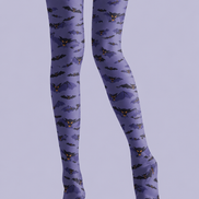 Purple Bat Print Tights Graphic Hosiery H69-10