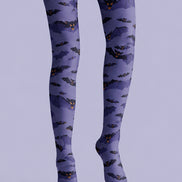 Purple Bat Print Tights Graphic Hosiery H69-10