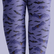 Purple Bat Print Tights Graphic Hosiery H69-10