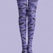 Purple Bat Print Tights Graphic Hosiery H69-10