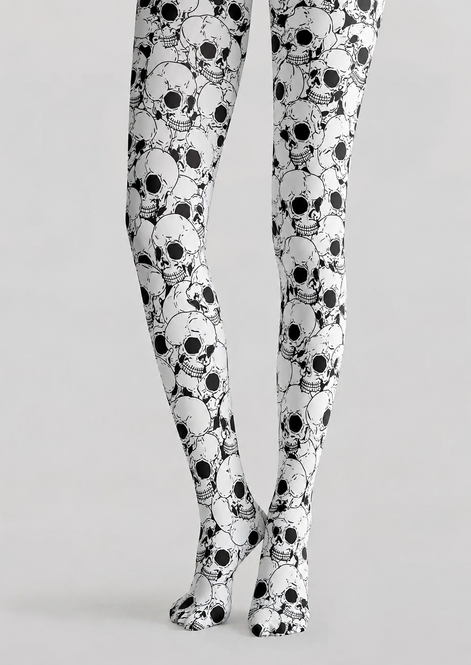 Skull Print Gothic Halloween Tights Pantyhose H69-12