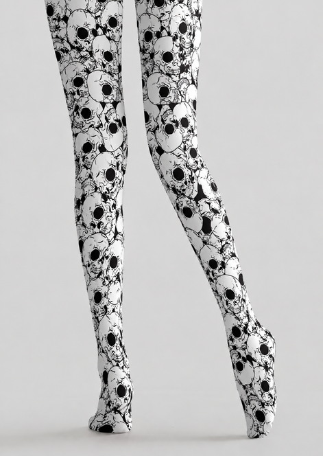 Skull Print Gothic Halloween Tights Pantyhose H69-12