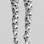 Skull Print Gothic Halloween Tights Pantyhose H69-12