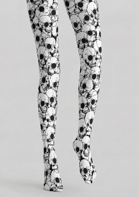 Skull Print Gothic Halloween Tights Pantyhose H69-12