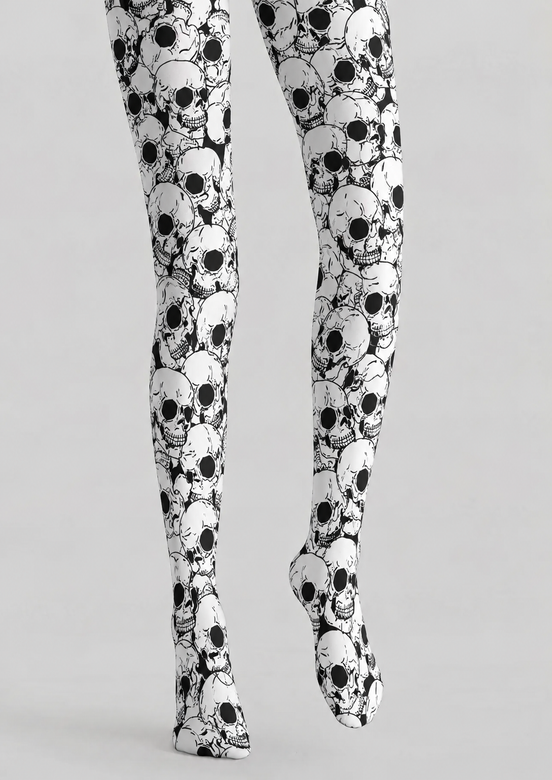 Skull Print Gothic Halloween Tights Pantyhose H69-12