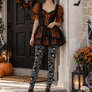 Black Skull Pattern Tights Hosiery Pantyhose H69-13