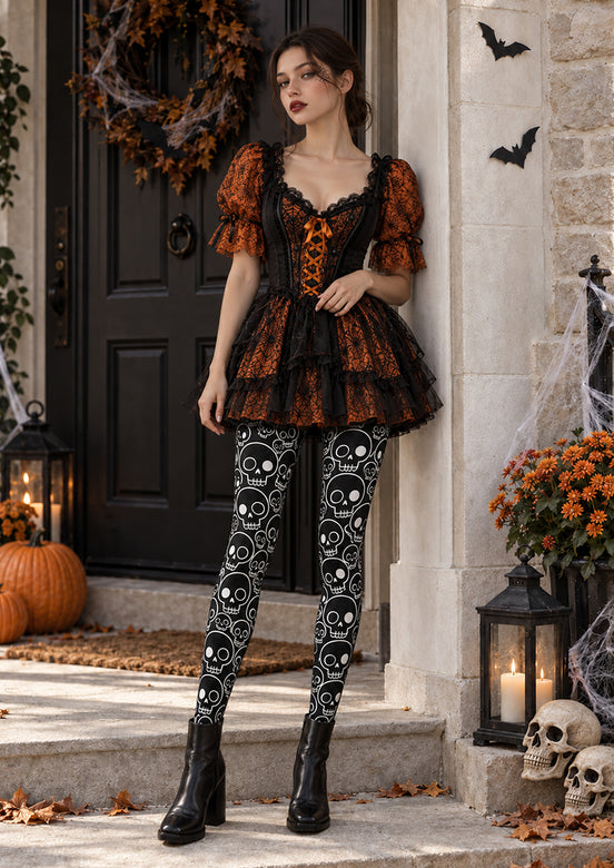 Black Skull Pattern Tights Hosiery Pantyhose H69-13