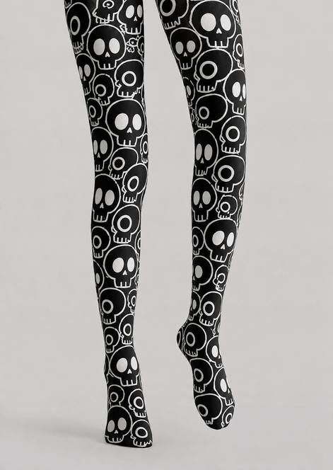 Black Skull Pattern Tights Hosiery Pantyhose H69-13